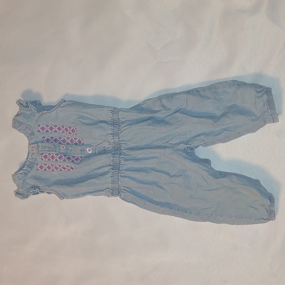 Carter's Other - 𝅺Carter's Baby Girl Denim Romper with Pink Detailing